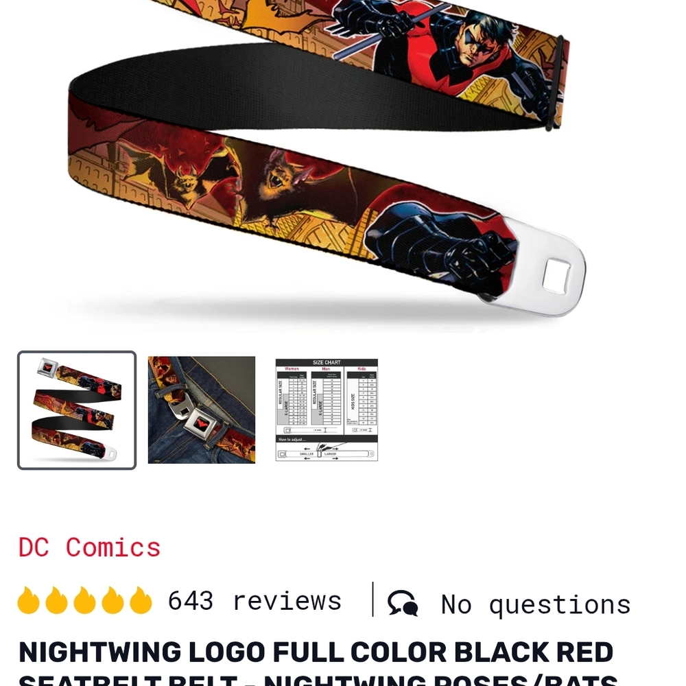 DC Comics Nightwing Seatbelt Belt
